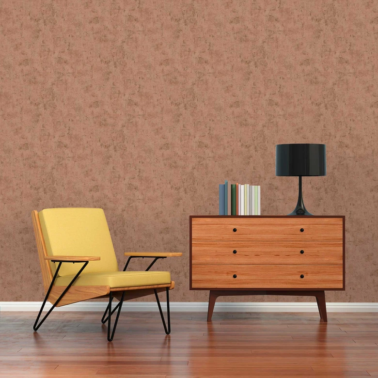 Non-woven tapet i raffia-look rosa guld - texturerad metallisk tapet - texturerad tapet för skal och stick 