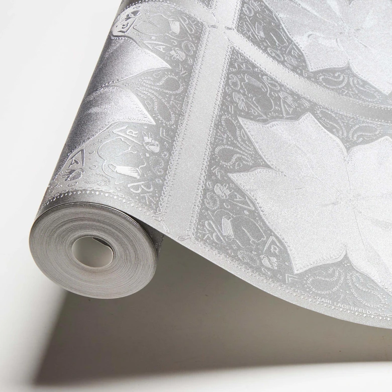 Karl Lagerfeld Papier peint fantaisie Gris, Métallique,  