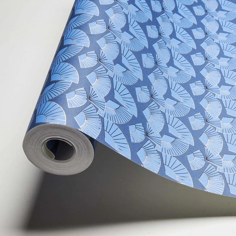 Karl Lagerfeld Papier peint géométrique Bleu, Métallique, Noir  