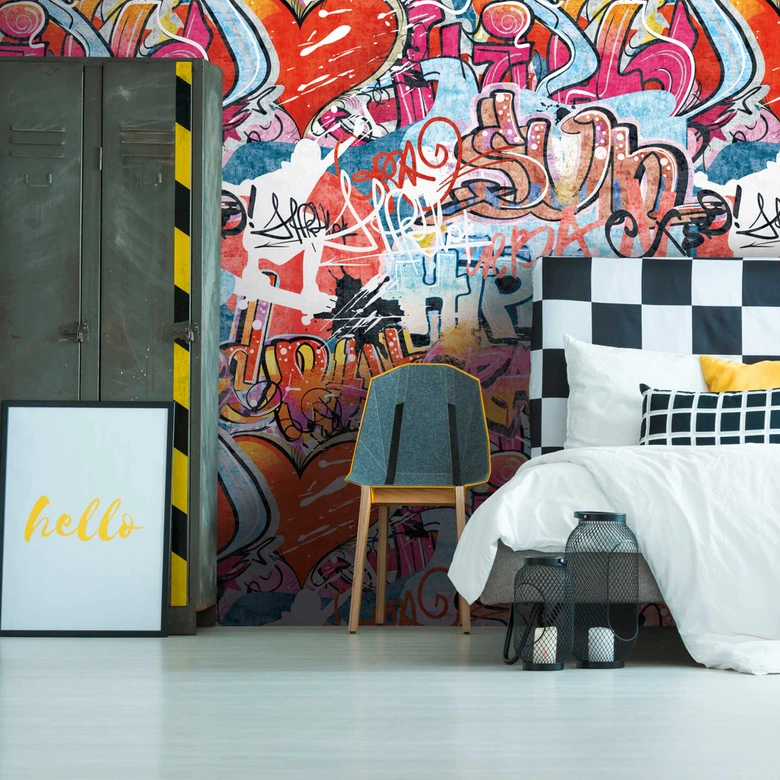 Papier peint photo Graffiti Hip-Hop Streetart Coloré - papier peint chambre ado extensible 