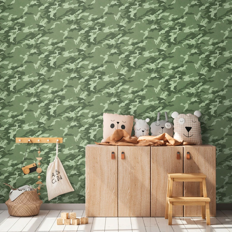 Kamouflage tapet i nyanser av grönt - modern kamouflage tapet 