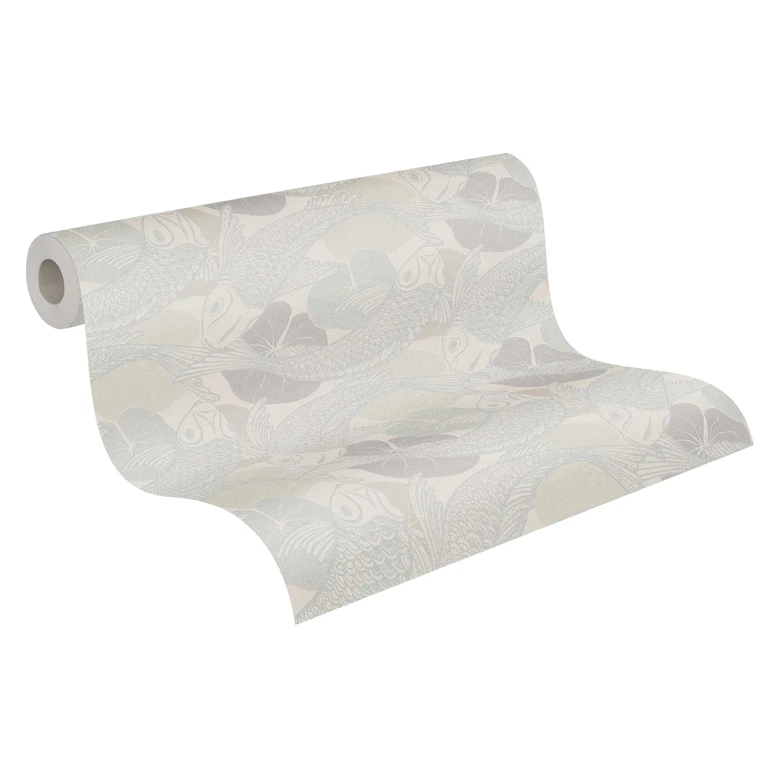 Livingwalls Vliestapete Metropolitan Stories asiatische Tapete mit Kois Mio Tokio beige, grau 