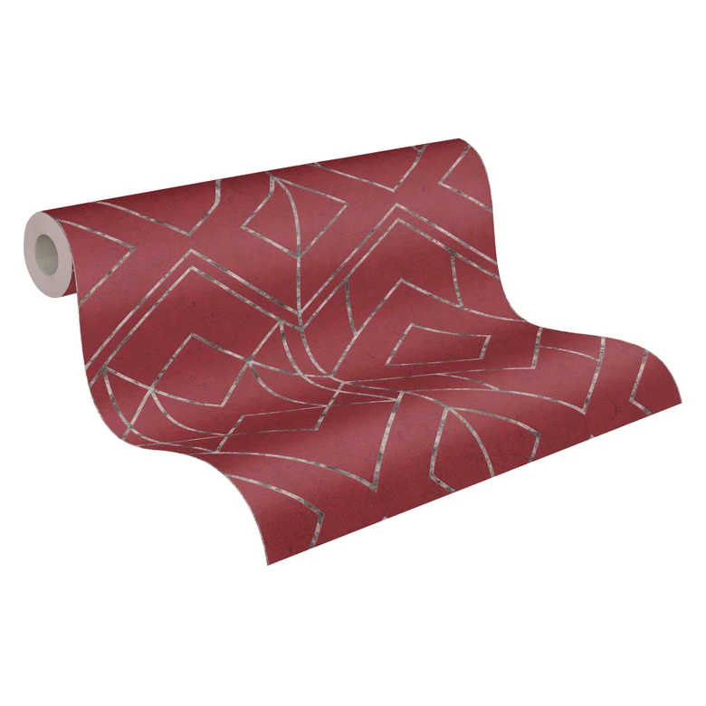 Papel pintado tejido-no tejido Livingwalls Papel pintado geométrico Metropolitan Stories Ava New York metalizado, rojo, negro 