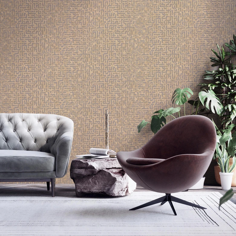 Livingwalls Ethnotapete My Home My Spa Vliestapete Study Libary Home hellbraun, silber, gold 