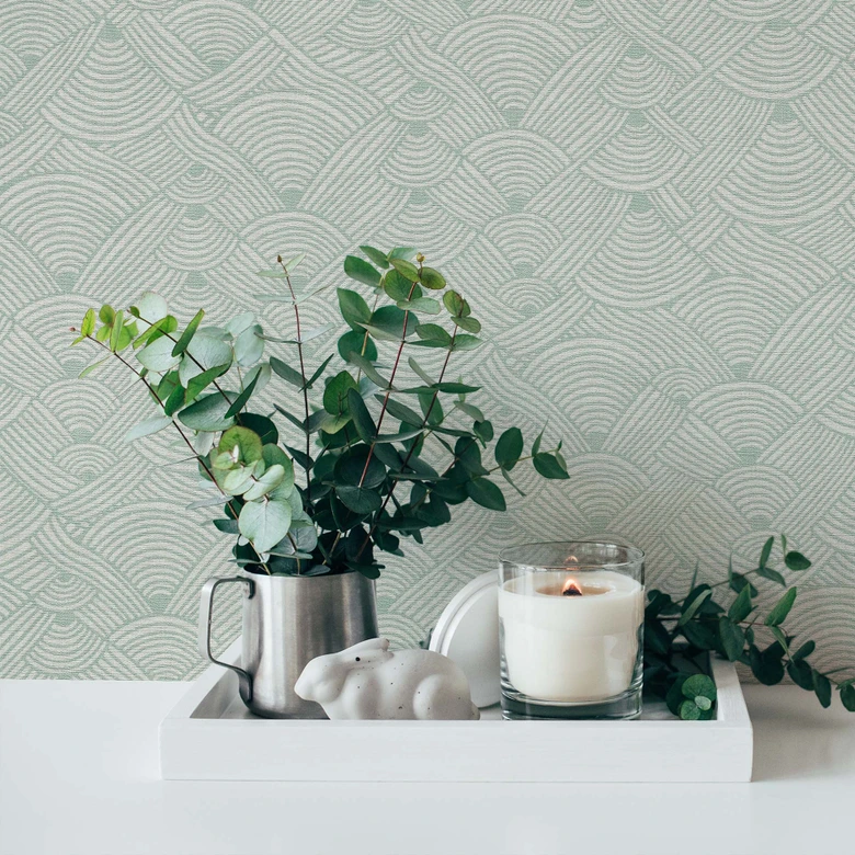 Papier peint gris vagues design - papier peint intissé moderne gris clair salon 