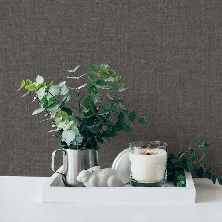 Gris antracita liso - papel pintado no tejido unicolor para dormitorio 