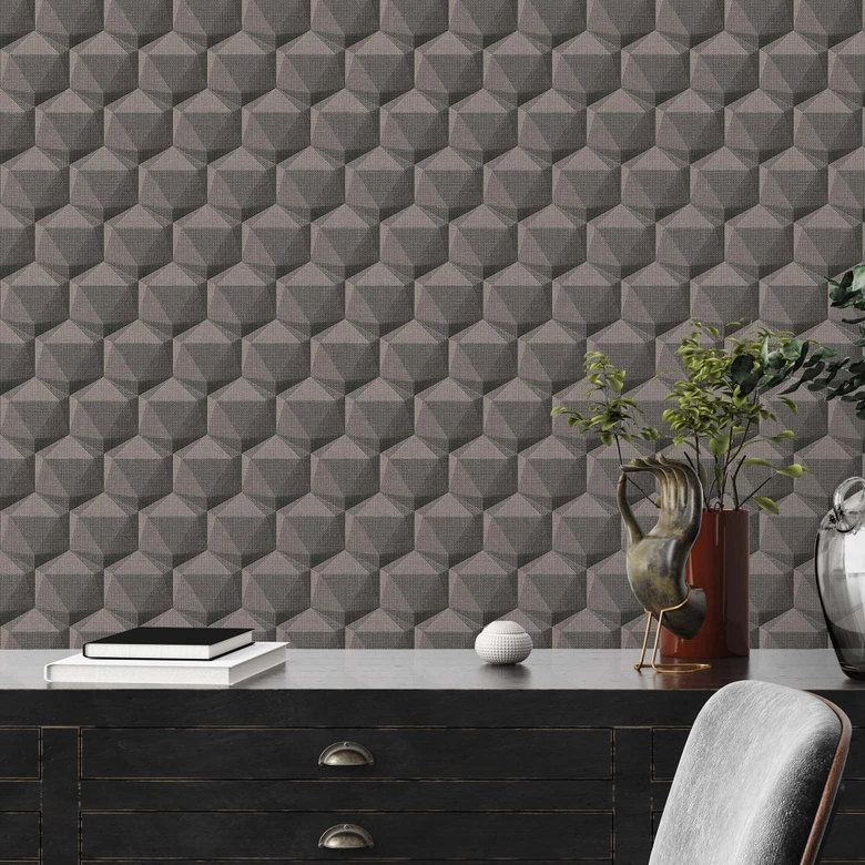 3D Wohnzimmer Tapete Grau Anthrazit - Moderne Design Vliestapete 
