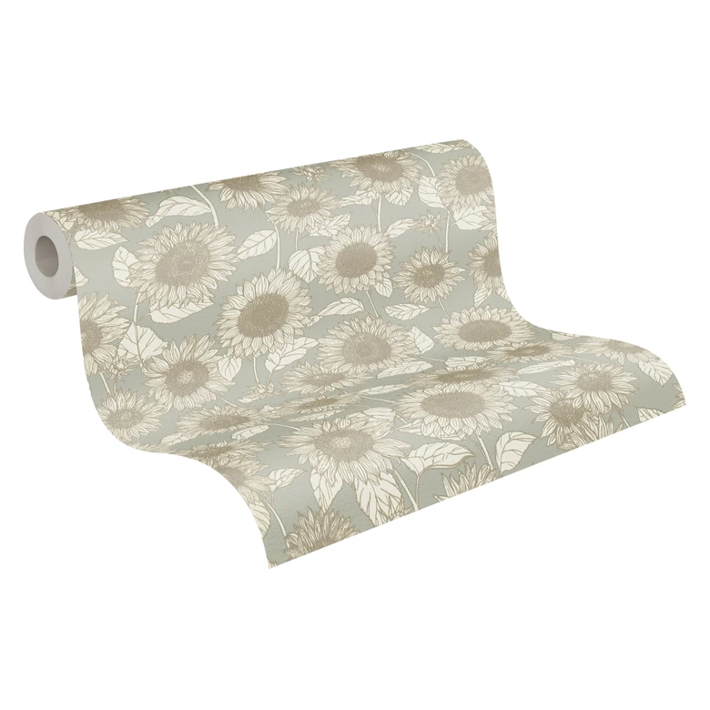A.S. Création New Life Papier peint floral , Beige, Gris  