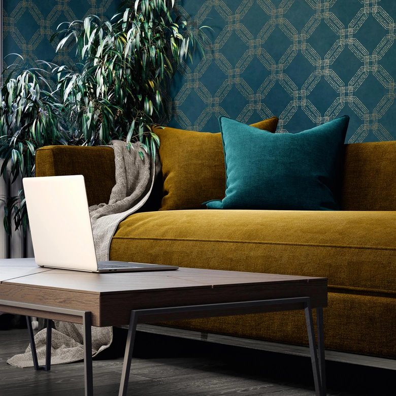 A.S. Création Pop Style Papier peint géométrique - Papier peint mordene Bleu, or 