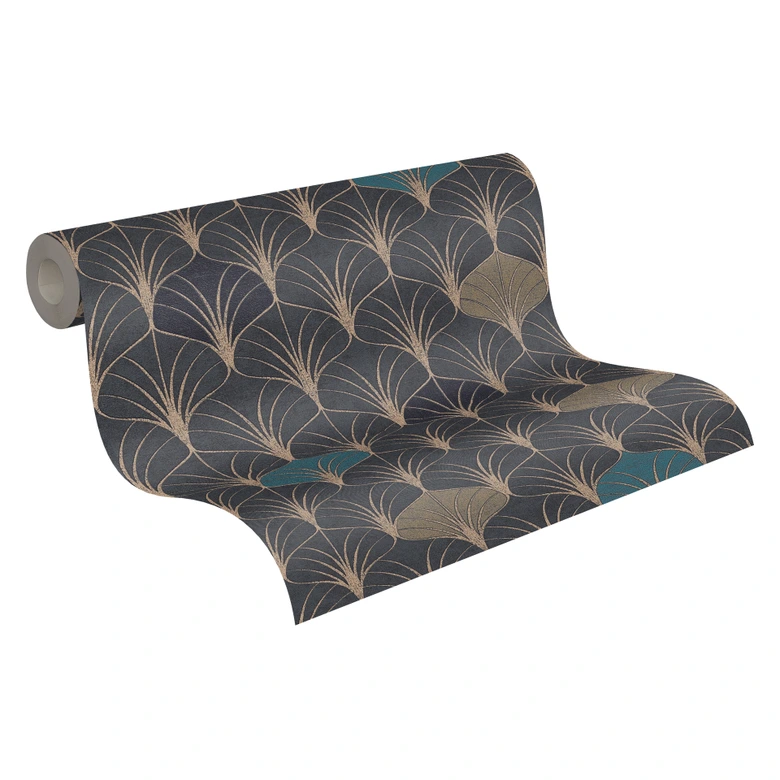 A.S. Création Pop Style Papier peint retro / vintage - Papier peint géométrique or, Noir 