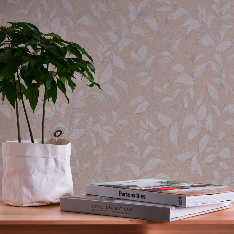 Vliestapete Grau Silber - florale Blättertapete - Tapete Wohzimmer Schlafzimmer Küche 