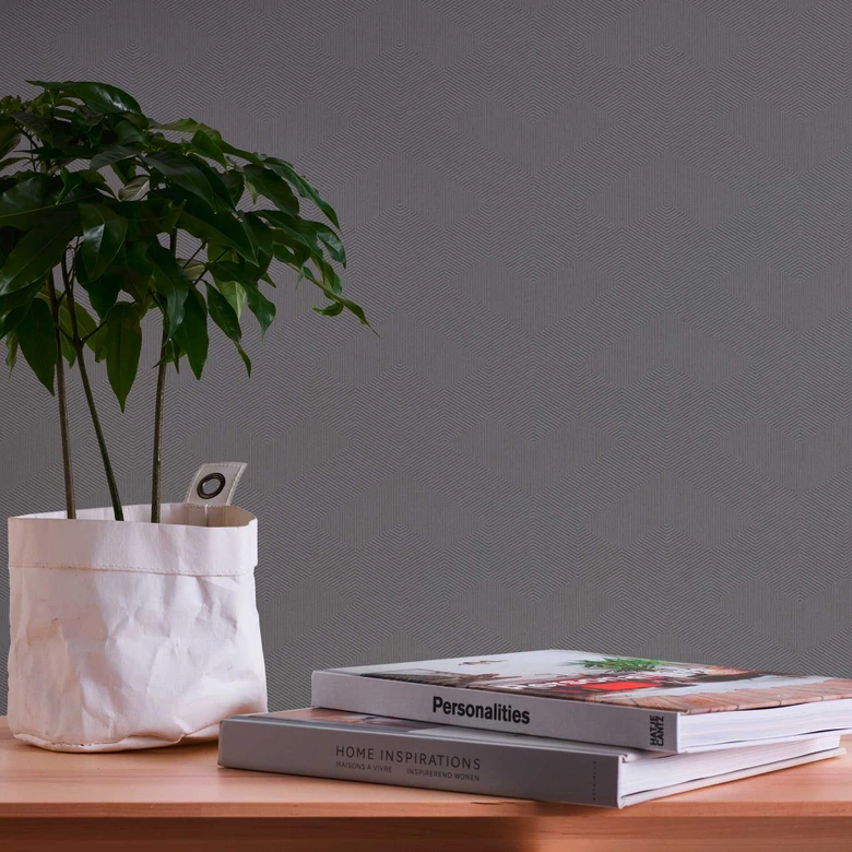 Grafik-Tapete Grau - Strukturtapete Wohnzimmer - Vliestapete Schlafzimmer Büro 