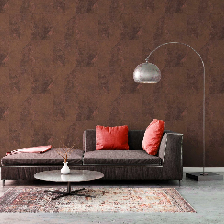 Papel pintado texturado marrón - papel pintado gráfico efecto metalizado - papel pintado tejido-no tejido dormitorio cocina 