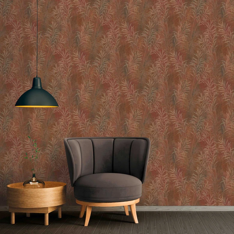 papier peint fleurs marron beige - papier peint naturel style campagne - papier peint intissé chambre bureau 