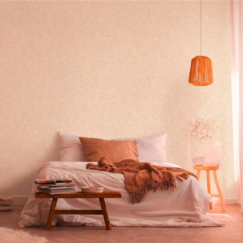 Florale Tapete Creme Beige - Natur-Tapete im Landhaus-Stil - Vliestapete Schlafzimmer Büro 