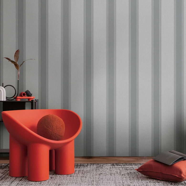 Stripe wallpaper light gray dark gray - non-woven wallpaper with classic stripe pattern 