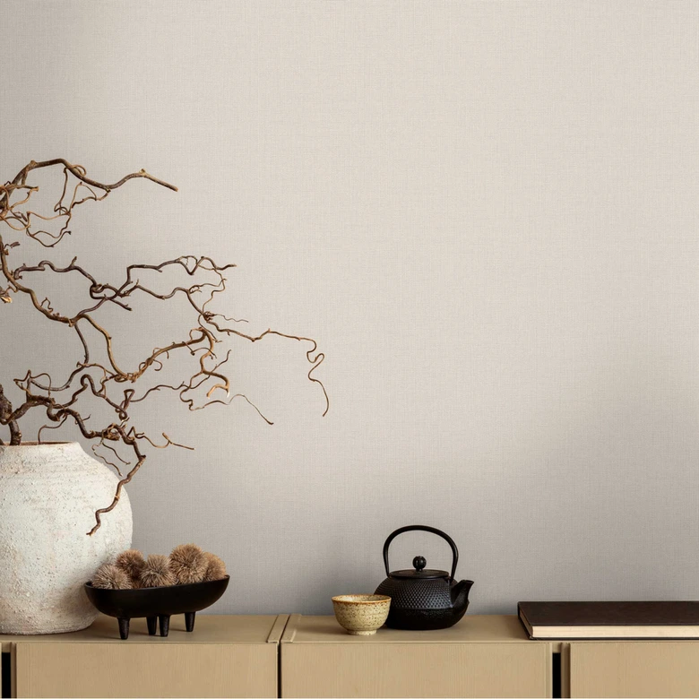 White unit wallpaper - non-woven wallpaper with a fine texture in a timeless look 