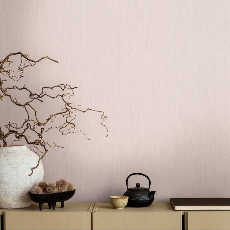 Unit wallpaper Rosé - non-woven wallpaper with a fine texture for soft elegance 