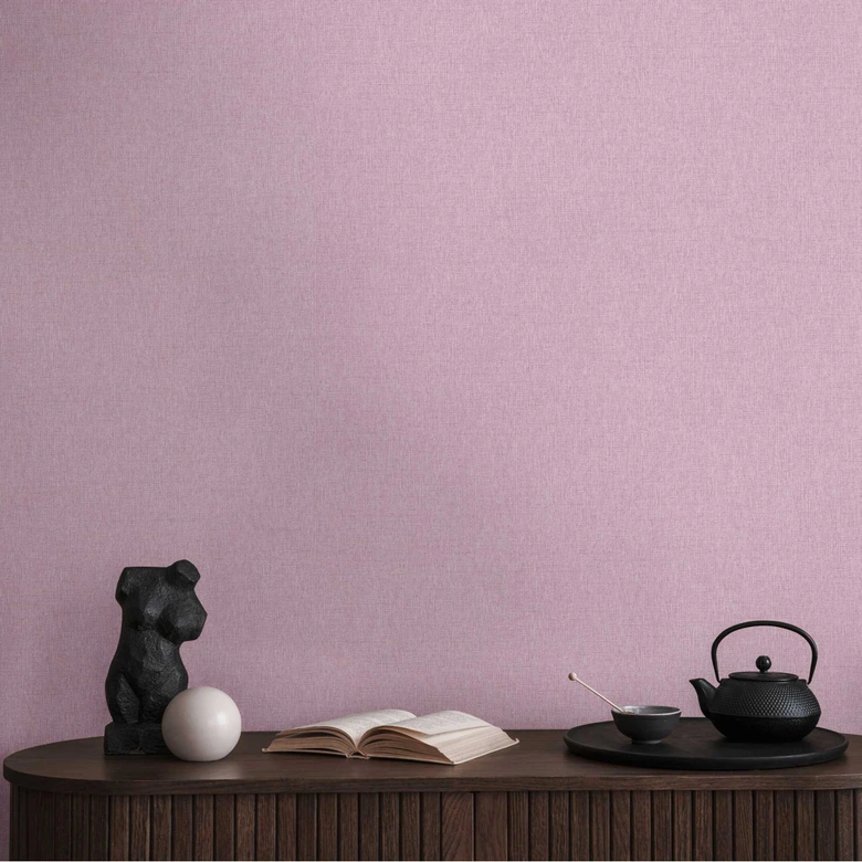 Enkel tapet med textilstruktur i rosa - modern Icke-vävd tapet 