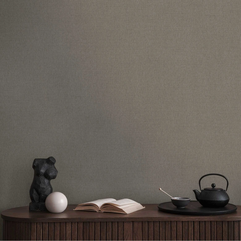 Textured wallpaper in linen look dark grey - elegant non-woven wallpaper 
