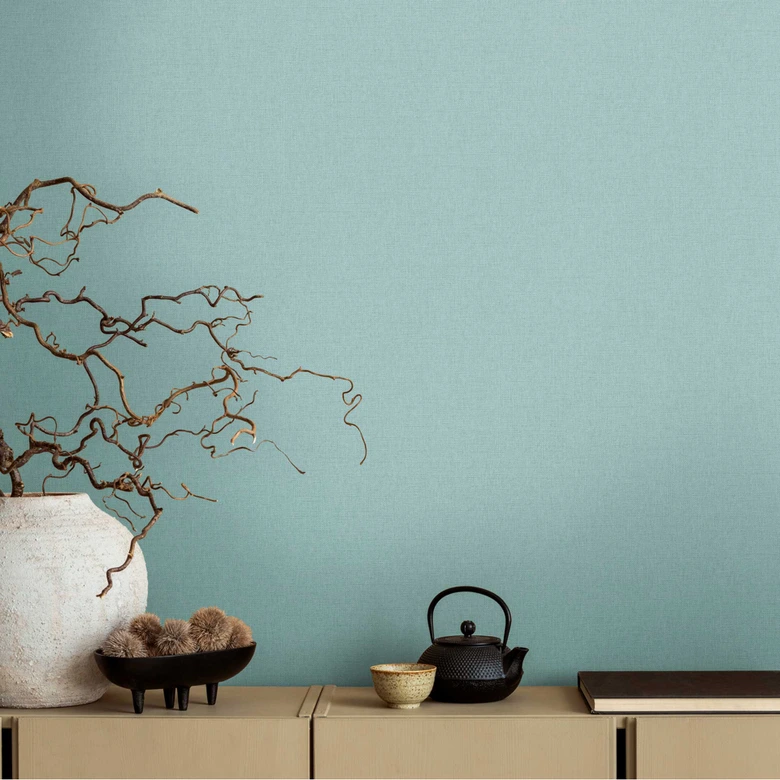 Papel pintado unidad en lino azul claro - papel pintado textura suave elegancia 