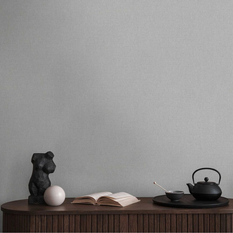 Unitapete in Leinenoptik Grau – Strukturtapete zeitlose Eleganz 