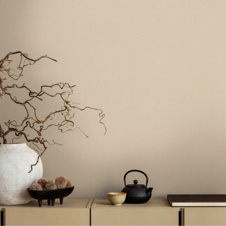 Unit wallpaper in linen look beige - textured wallpaper subtle elegance 