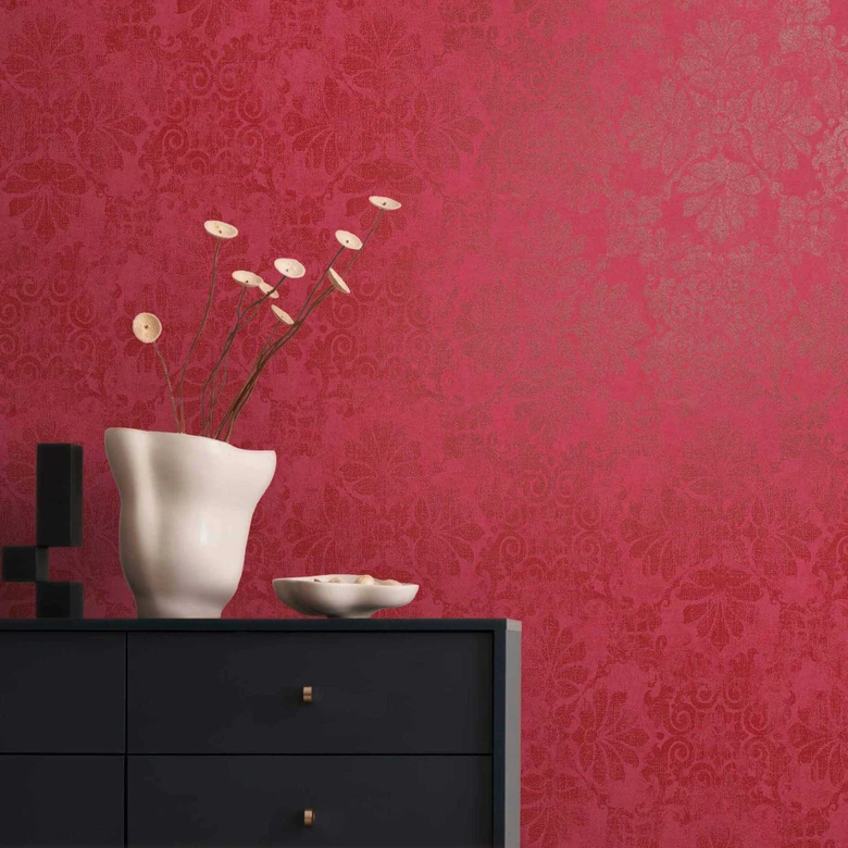 A.S. Création Vliestapete Memory Barocktapete mit Ornamenten Glitzereffekt metallic, rot 