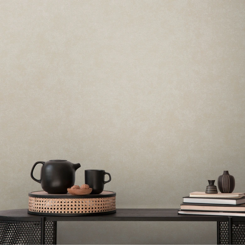 Unitapete mit Textil-Optik Beige – Einfarbige Tapete strukturiert – Vliestapete 
