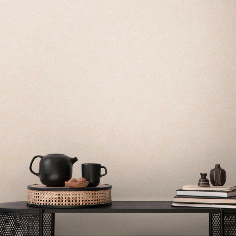 Papel pintado no tejido con textura y aspecto de lino beige: sutil, moderno y atemporal 