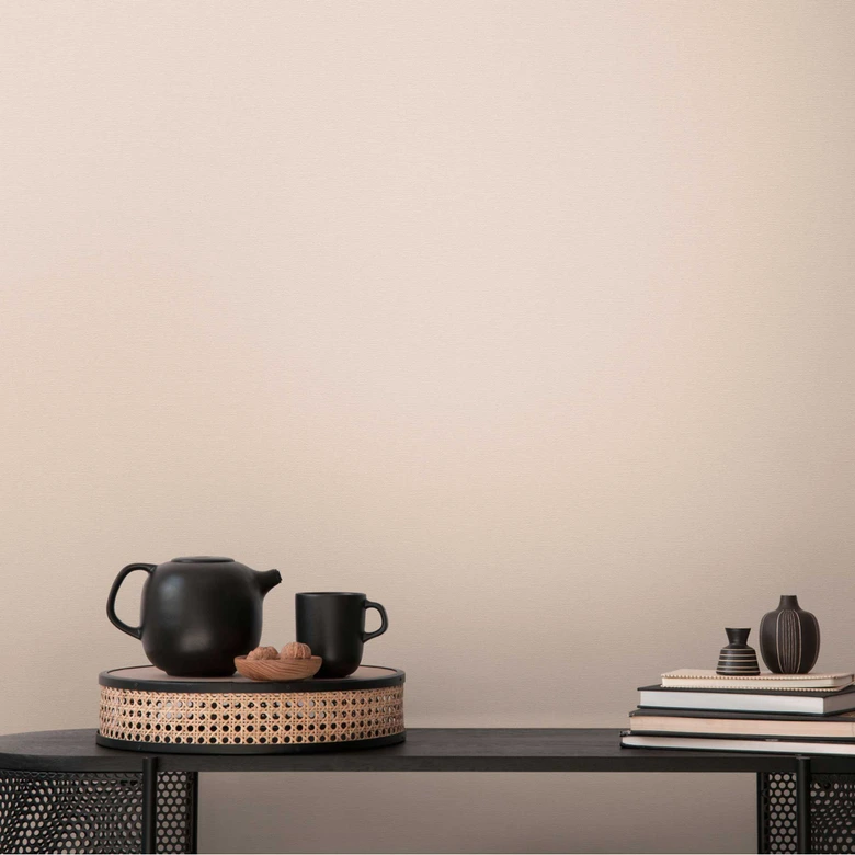Textured wallpaper in linen look apricot - subtle non-woven wallpaper modern & friendly 
