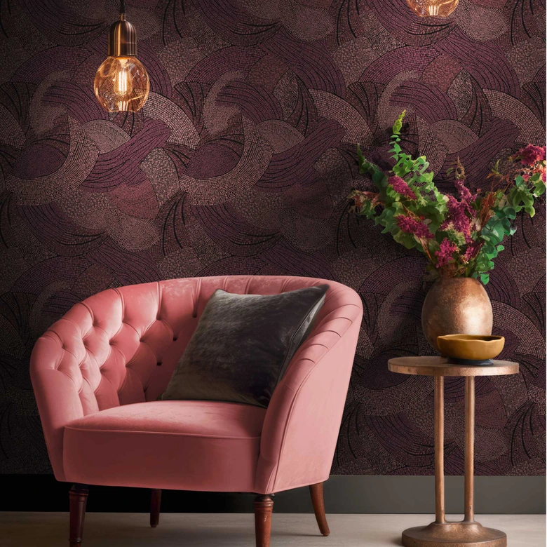 Abstrakte Mustertapete in Violett Rosa – Moderne Vliestapete mit lebendiger Struktur 