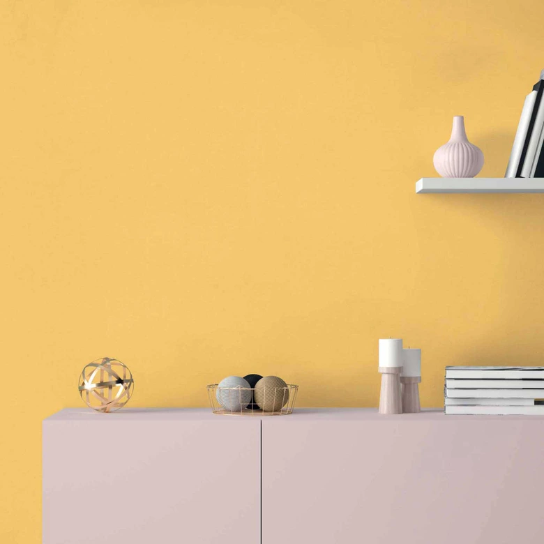 Papier peint intissé uni jaune avec une légère structure textile de A.S. Creation 