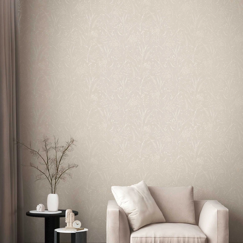 Florale Vliestapete mit Prägung Beige – Struktur-Tapete mit Blütenmuster  