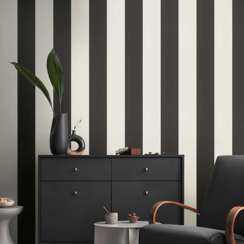 Tapete Schwarz Weiß gestreift Streifen Vliestapete Wohnzimmer Schlafzimmer Flur von A.S. Création 