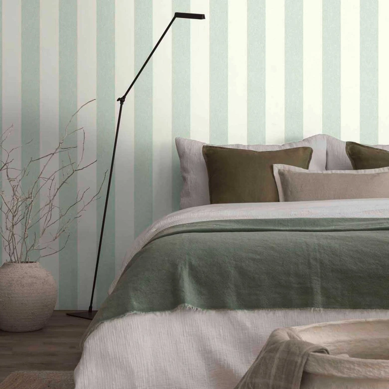 Papier peint rayé Vert Blanc - papier peint intissé A.S. Création 