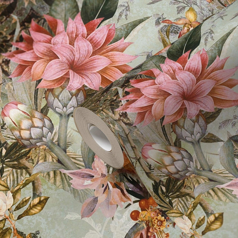 A.S. Création Blumentapete Dream Flowery Vliestapete floral grün, rosa, gelb 