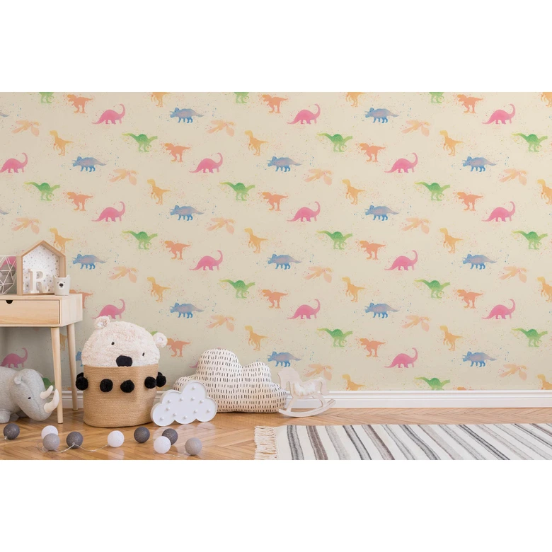 A.S. Création Kinderzimmertapete Little Love Vliestapete mit Dinosauriern bunt, beige, rosa, blaurün 