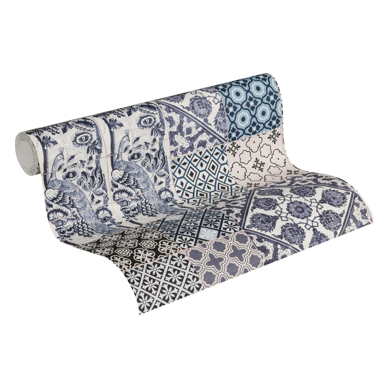 Livingwalls papier peint intissé Metropolitan Stories papier peint Anke et Daan Amsterdam bleu;crème;blanc 