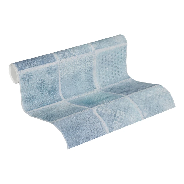 A.S. Création Vliestapete Neue Bude 2.0 Tropical Concret Fliesentapete blau, creme, grau 