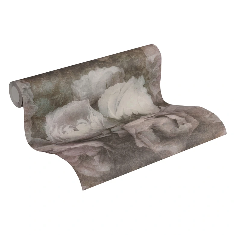 Livingwalls Papier peint intissé New Walls Romantic Dream motif Roses, vert, violet  