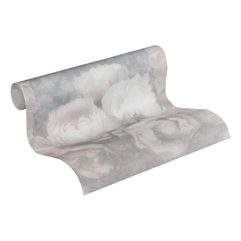 Livingwalls Papier peint intissé New Walls Romantic Dream motif Roses, blanc, rose, gris  