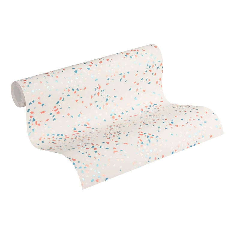 Livingwalls Papier peint intissé New Walls 50's Glam Confetti blanc, bleu, rose 