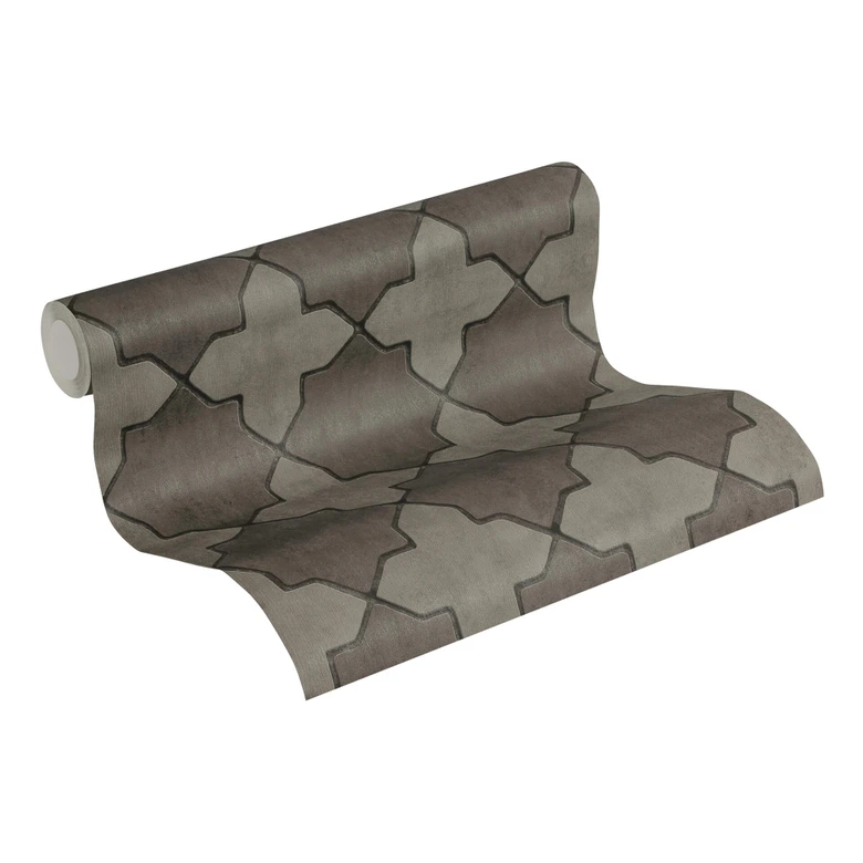 Livingwalls Papier peint intissé New Walls Finca Home motif carrelage gris, noir 