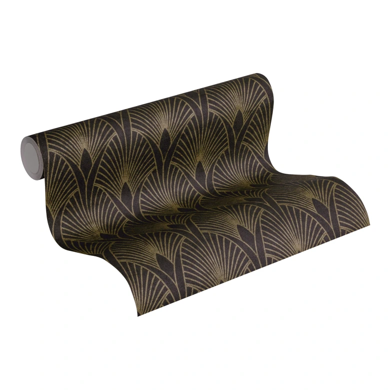 Art Deco tapet vintage non-woven tapet art nouveau tapet svart guld Nya väggar 