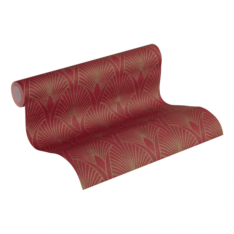 Livingwalls Papier peint intissé New Walls 50's Glam Art déco métallique, rouge 