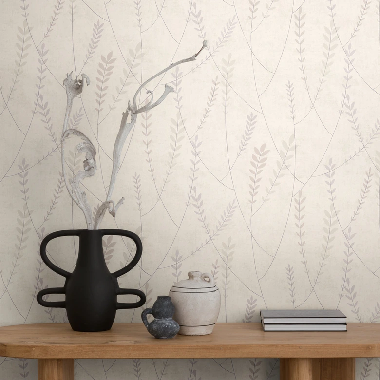 Papier peint mural intissé Skandi - structure lin dans les tons naturels & gris 