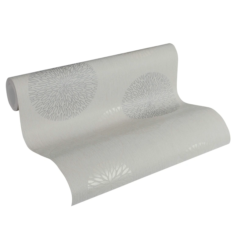 A.S. Création Vliestapete Spot Blumentapete floral Glitzereffekt grau 