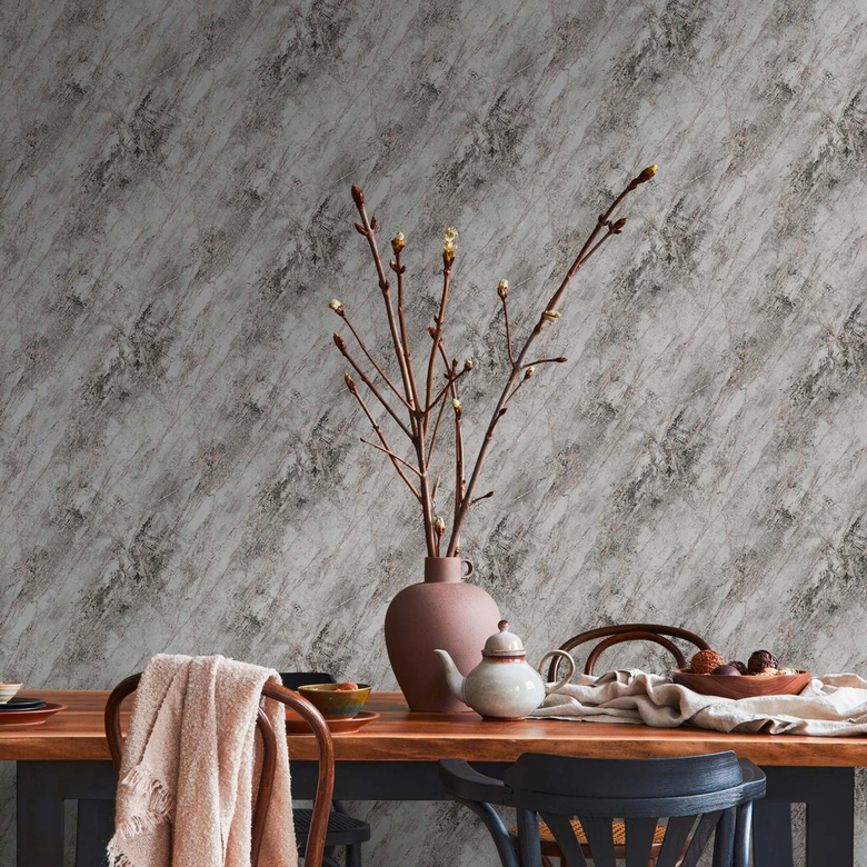 Vliestapete Marmor Stein Grau Kupfer Tapete Marmoroptik Designtapete Wohnzimmer 