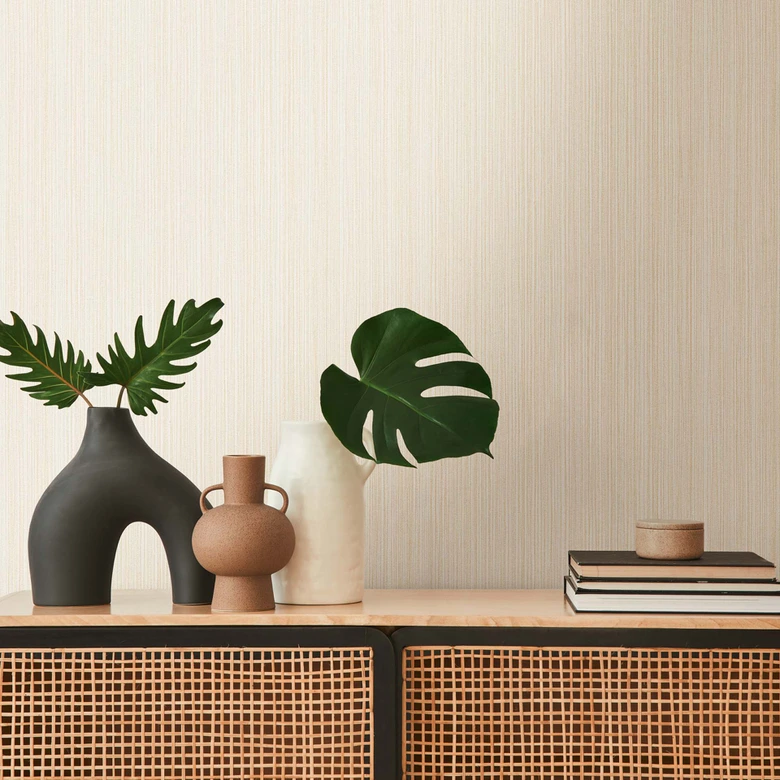 Tapete Beige Creme einfarbig Vliestapete Modern für Wohnzimmer, Schlafzimmer 